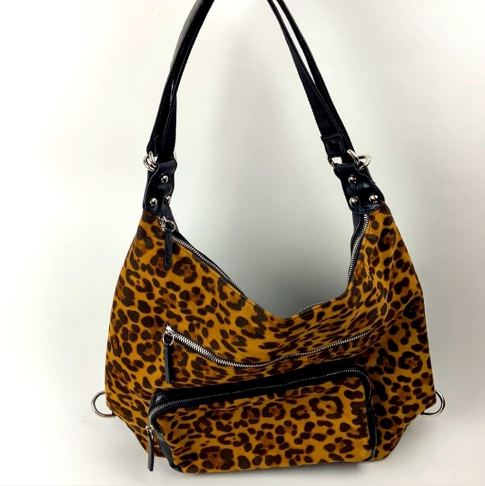 Leopard Print Convertible Backpack Shoulder Bag P… - image 2